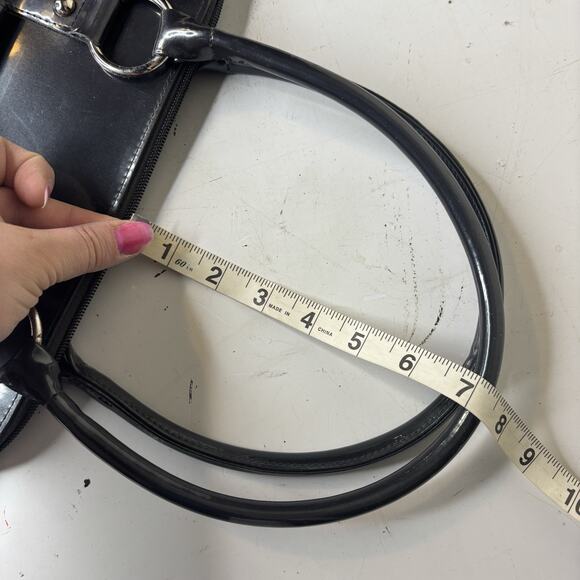 Beijo Double Handle Shoulder Bag Zipper Closure Pewter Gray Shiny Pockets Silver - Picture 9 of 9